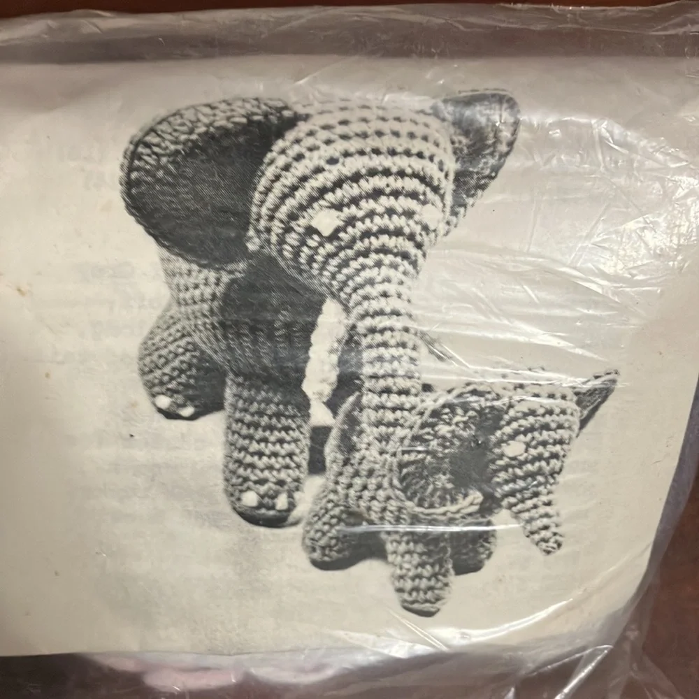 NOS Vintage 1982 Enchanted Crochet 510 Bamboo & Tutu Elephant Kit